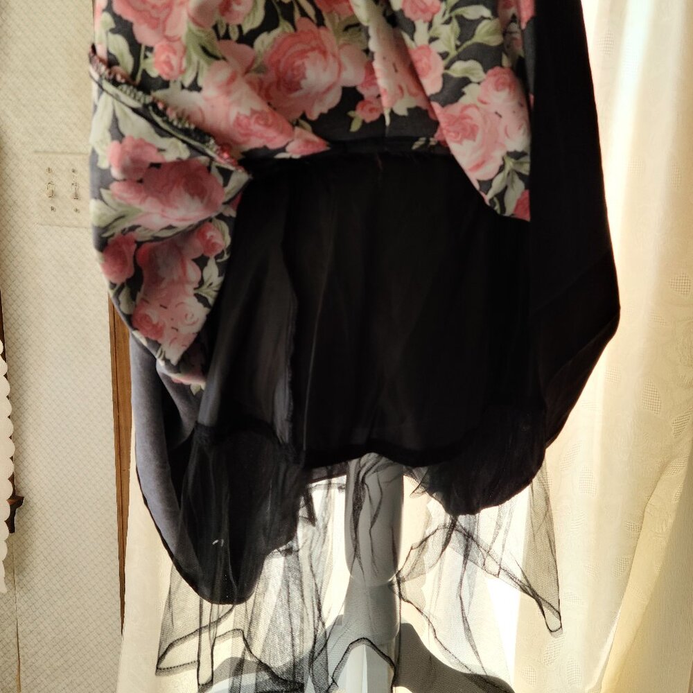 HAUTE NITE STRAPLESS CORSET- TIE BACK FLORAL MINI DRESS- BLACK /RED -SIZE 9-NWT - Picture 5 of 7